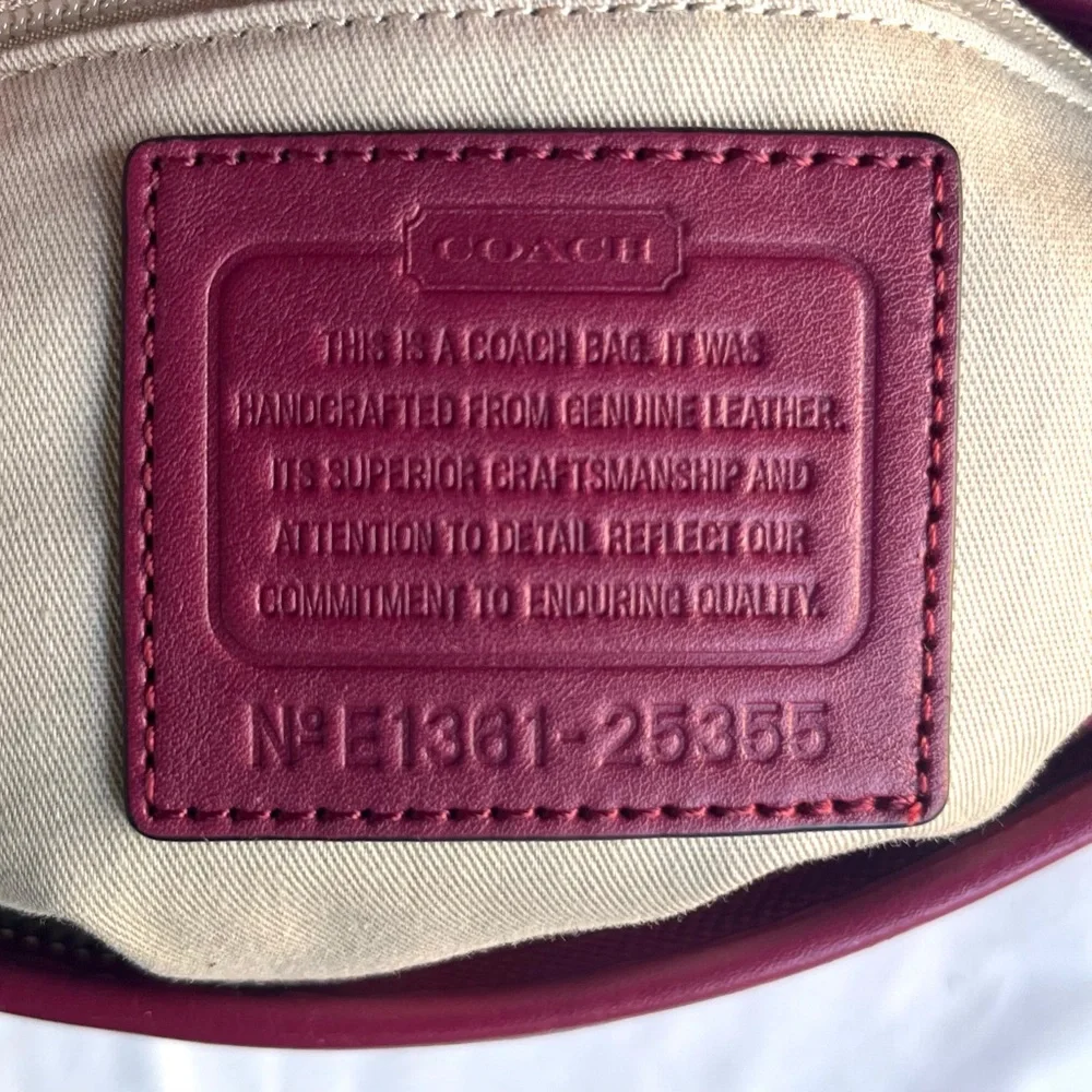 Coach Legacy East West Duffel 25355 Burgundy Leather Bag with Gold Hardware
